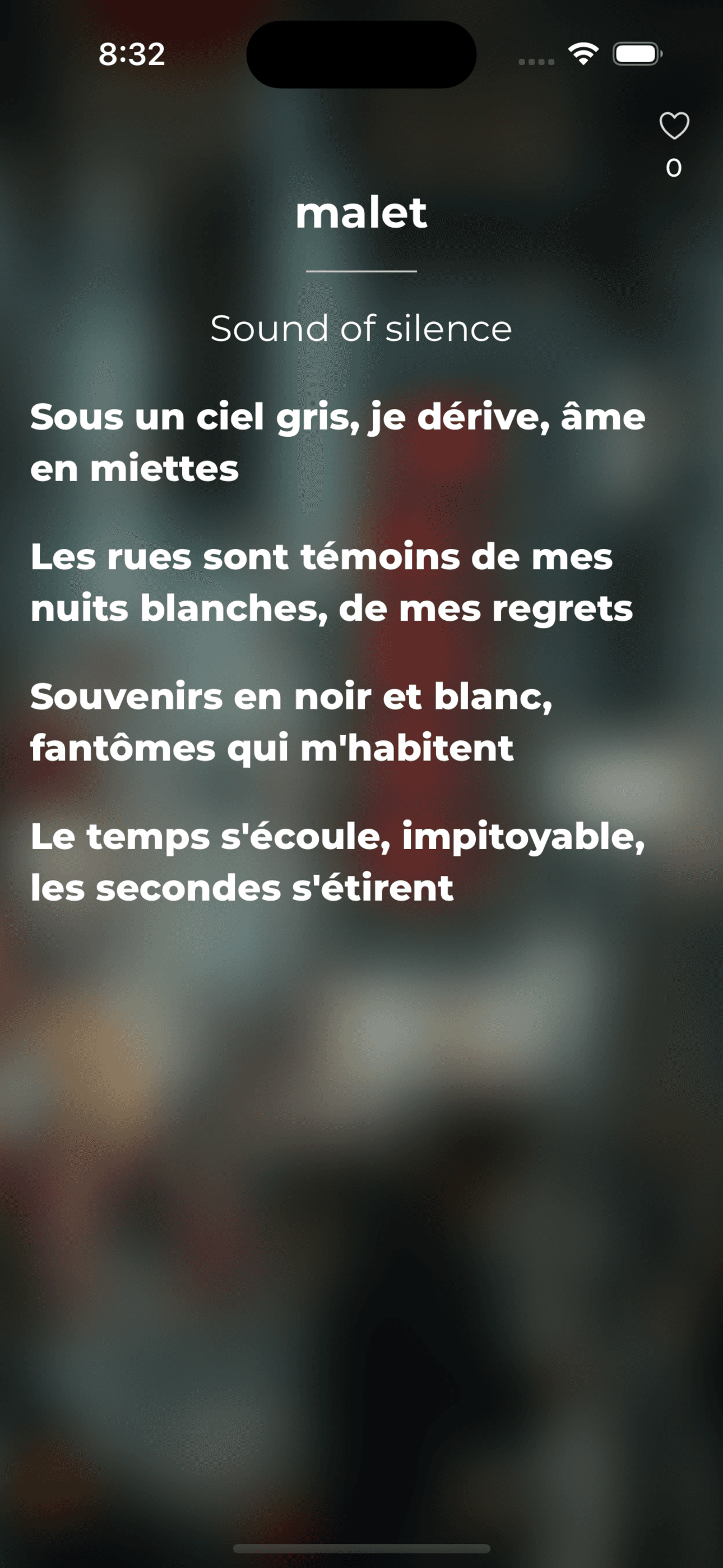 Lyrics feature in seize app
